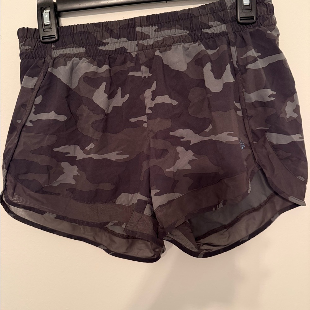 Athleta Camo Mesh Racer Shorts
